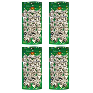 48 Mini Schleifen silber Weihnachten Weihnachtsschleifen Schleife Christbaum 5cm